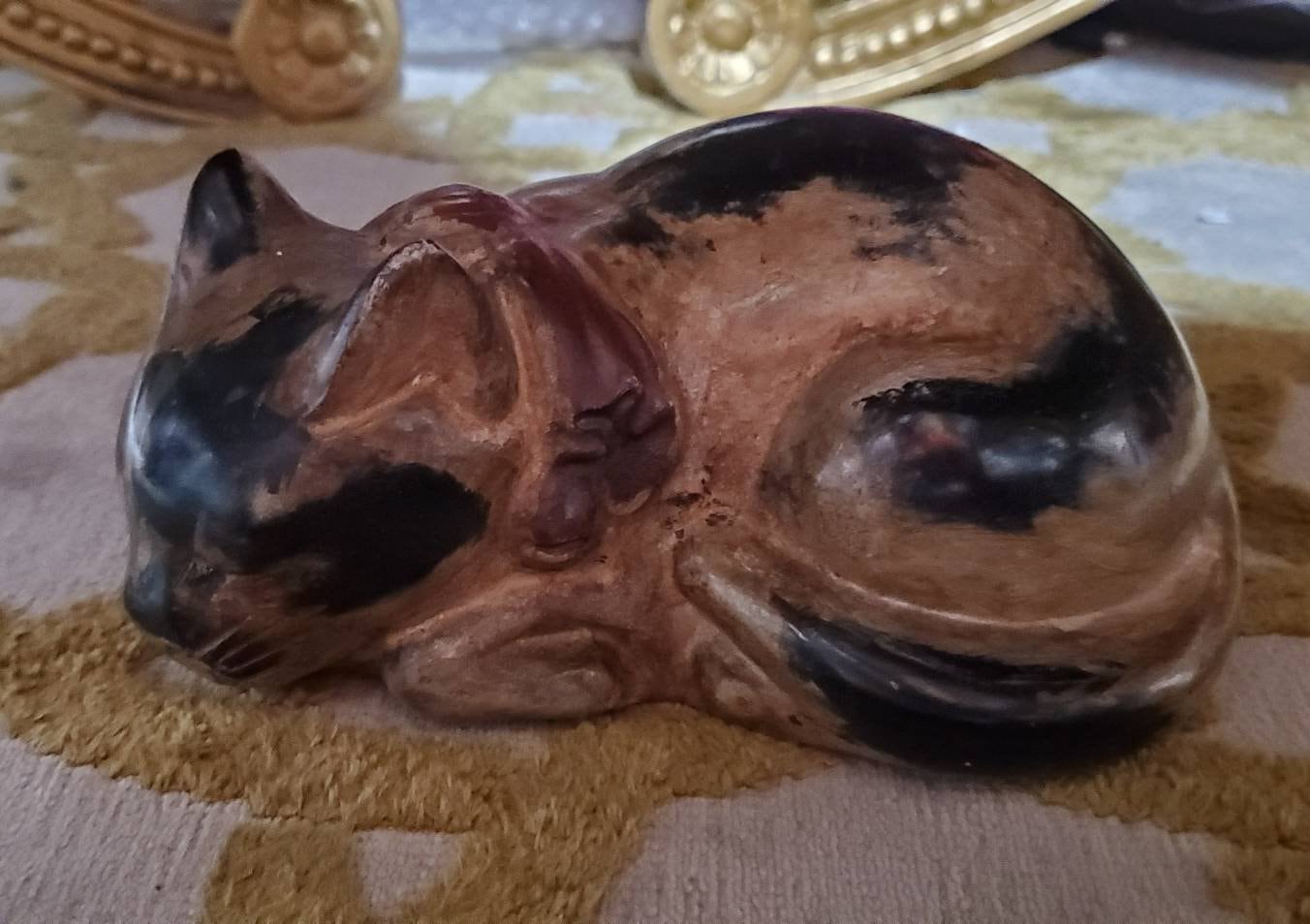 Vintage-mid 1900's-sleeping Cat-nemuri Neko Japan-cast Iron