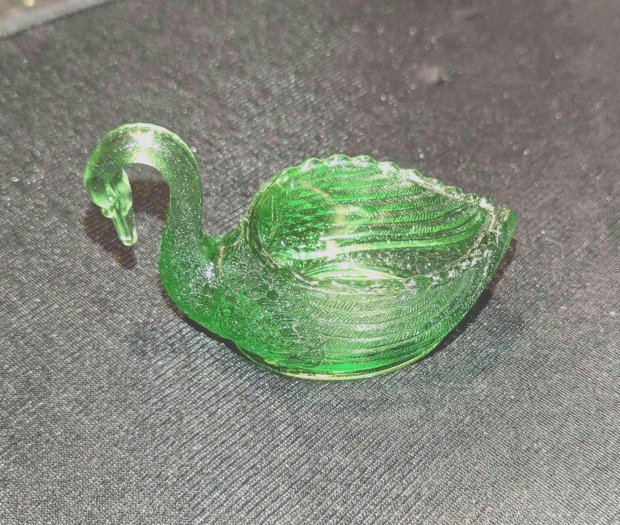 Uranium Glass Swan - Etsy