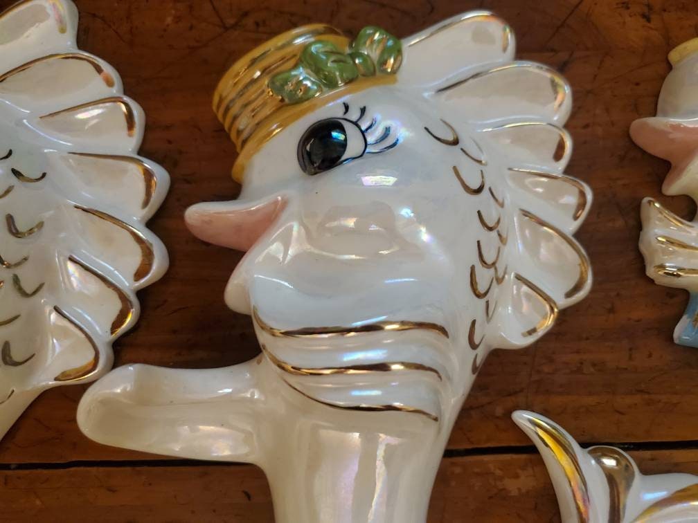 Vintage Three Piece Ceramic Luster Iridescent Etsy