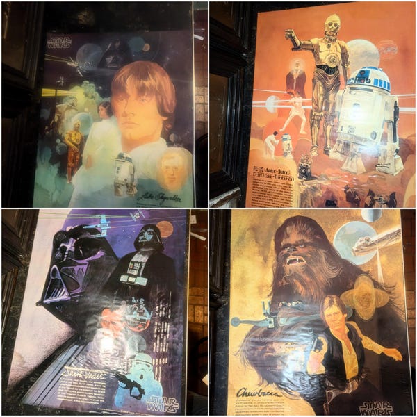 4 Vintage, 1977 Star Wars, Set Of Four, Coca Cola, Promotional Posters, Four Posters, Darth Vader, Luke Skywalker, Chewbacca, C3P0, 24"x18"