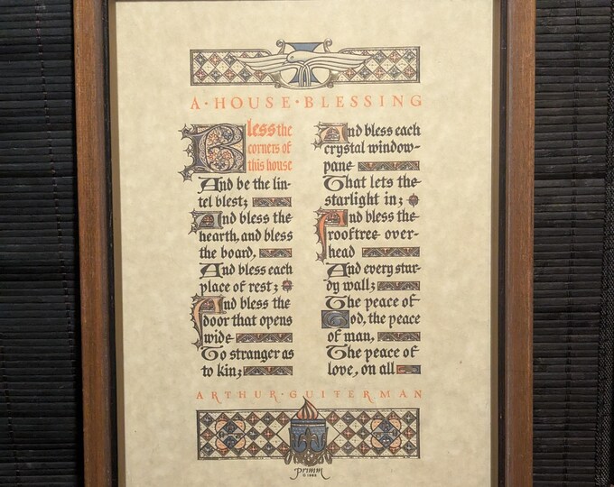 Embossed Caligraphy Vintage, A House Blessing, Wall Plaque, by Arthur Gutterman, Primm 1952 ...