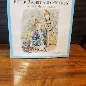 Vintage, Beatrix Potters, Peter Rabbit And Friends, 3 Piece, Melamine Set, Divided Plate, Mug, And Bowl, Original Box, New Condition