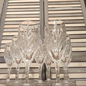 9 Vintage, Star Blossom, By Gorham Crystal, Heavy, Cut, Iced Tea Glasses/Goblets, 8 3/8&quot; Tall, 2 7/8&quot; Diameter At Top