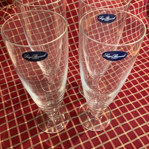 4 Luigi Bormioli 8 1/9&quot; Footed Pilsner Glasses Made In Italy