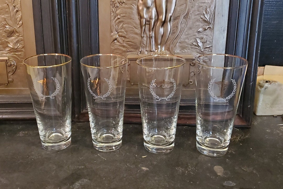 4 Vintage, Libbey, Gold Rimmed, Highballs, Coolers, Tumblers, Medical ...
