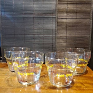 4 Vintage, Glass, Anchor Hocking, Barware, Flower Pot Shape, Tiki Lounge, Stackable, Rum, Cocktail Glasses, 4" Wide, 3 3/4" Tall, 3" Base