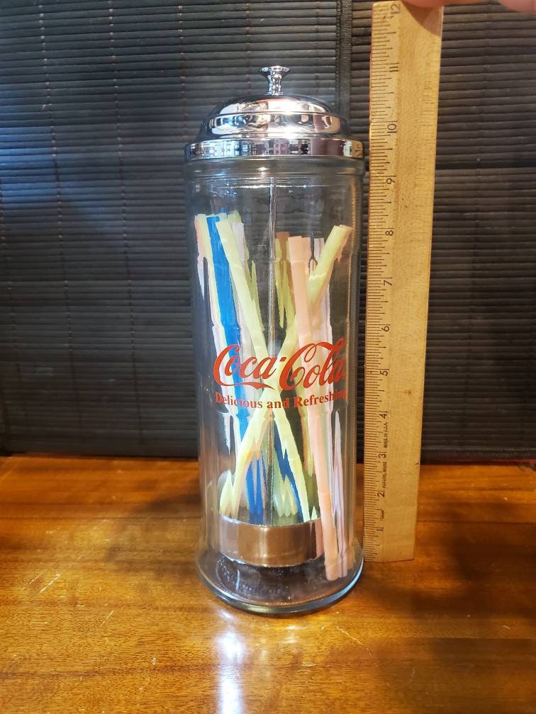 Vintage Coca Cola Company Straw Holder Dispenser Chrome Etsy