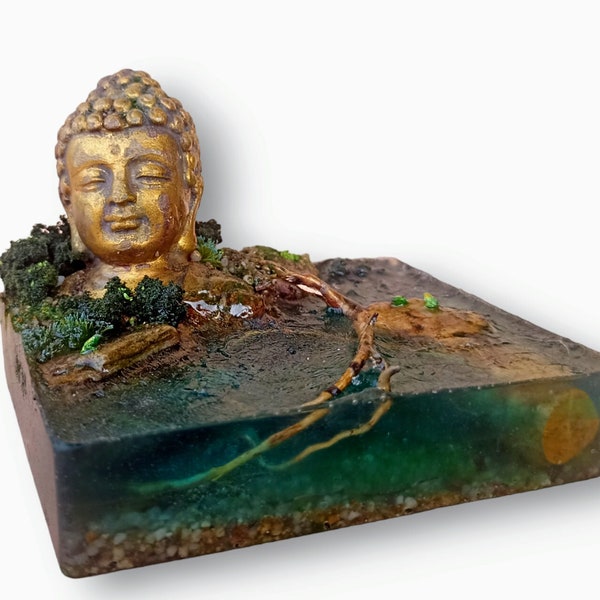 DIORAMA BUDDHA statue, Temple, epoxy water imitation!
