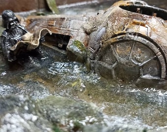 Diorama de STAR WARS: ¡El Tie Fighter de Darth Vader, imitación de agua hecha de resina epoxi!