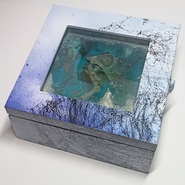 Star Wars Diorama - AT-ST Ice Cube, Résine Epoxy Imitation de Neige, Glace et Eau !