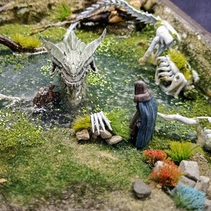 Diorama en caja inspirado en el juego HOGWARTS LEGACY, ¡imitación de agua hecha de resina epoxi!