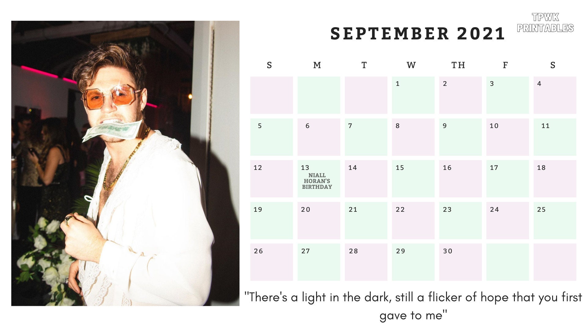 Niall Horan 2021 Calendar Etsy