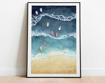 Seaside Original Painting Watercolor Art Beach Landscape Art Maritime Art Home Decor Seacoast Beach Landscape Watercolor Maritime Art