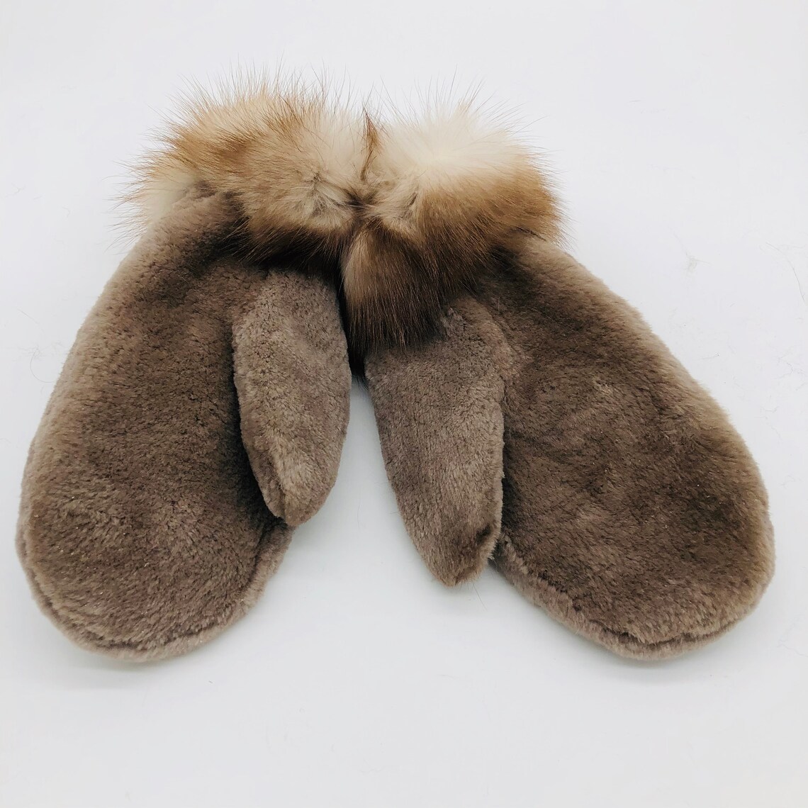 Natural sheared beaver mittens with marten pubescence Etsy