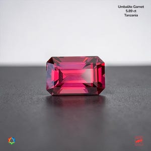 Natural Garnet 5.89 ct Umbalite Octagon Purplish Red Gfco Certified Gem