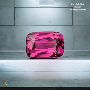 3.33 ct Mahenge Garnet: Purplish Pink Cushion Cut Gemstone, VVS Clarity