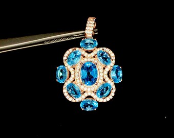 Swiss Topaz Rose Gold 925 Silver Pendant