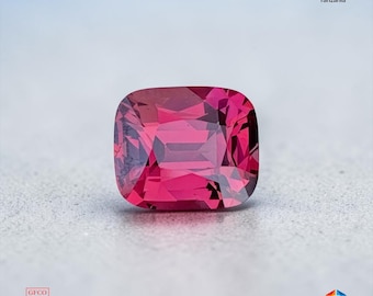 Natural Malaya Garnet 2.79 ct Cushion Pink Jewelry Gemstone Certified Gfco Swiss