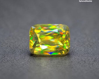 Natural Sphene(Titanite) 3.20 ct Cushion Yellowish Green Jewelry Gemstone Madagascar
