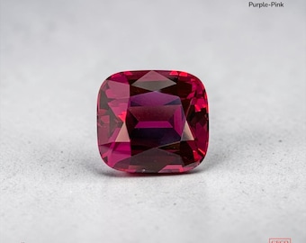 Malaya Garnet 5.09 ct Cushion Deep Purple Pink Gemstone (GFCO Certified)