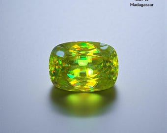 Natural Sphene(Titanite) 6.87 ct Cushion Green Jewelry Gemstone Madagascar ICA Certified