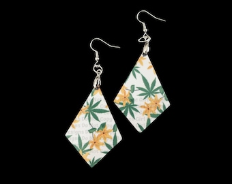 Adult Earrings Yellow Flowers and Mary Jane Leaves
