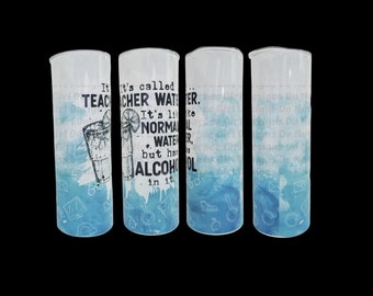 20oz Stainless Steel Skinny Tumbler with Teacher Water Design