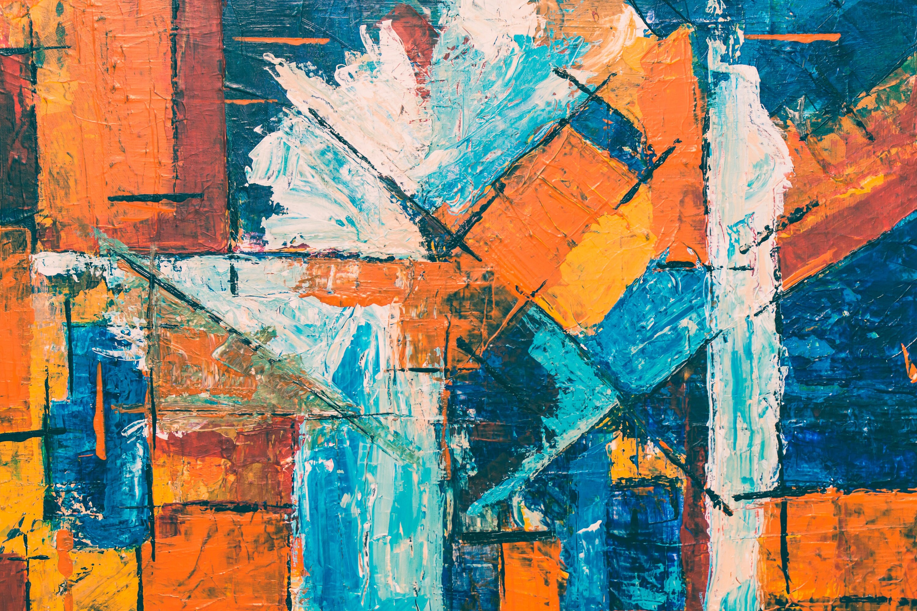 Abstract Blue and Orange Painting Canvas & Photo Print Etsy