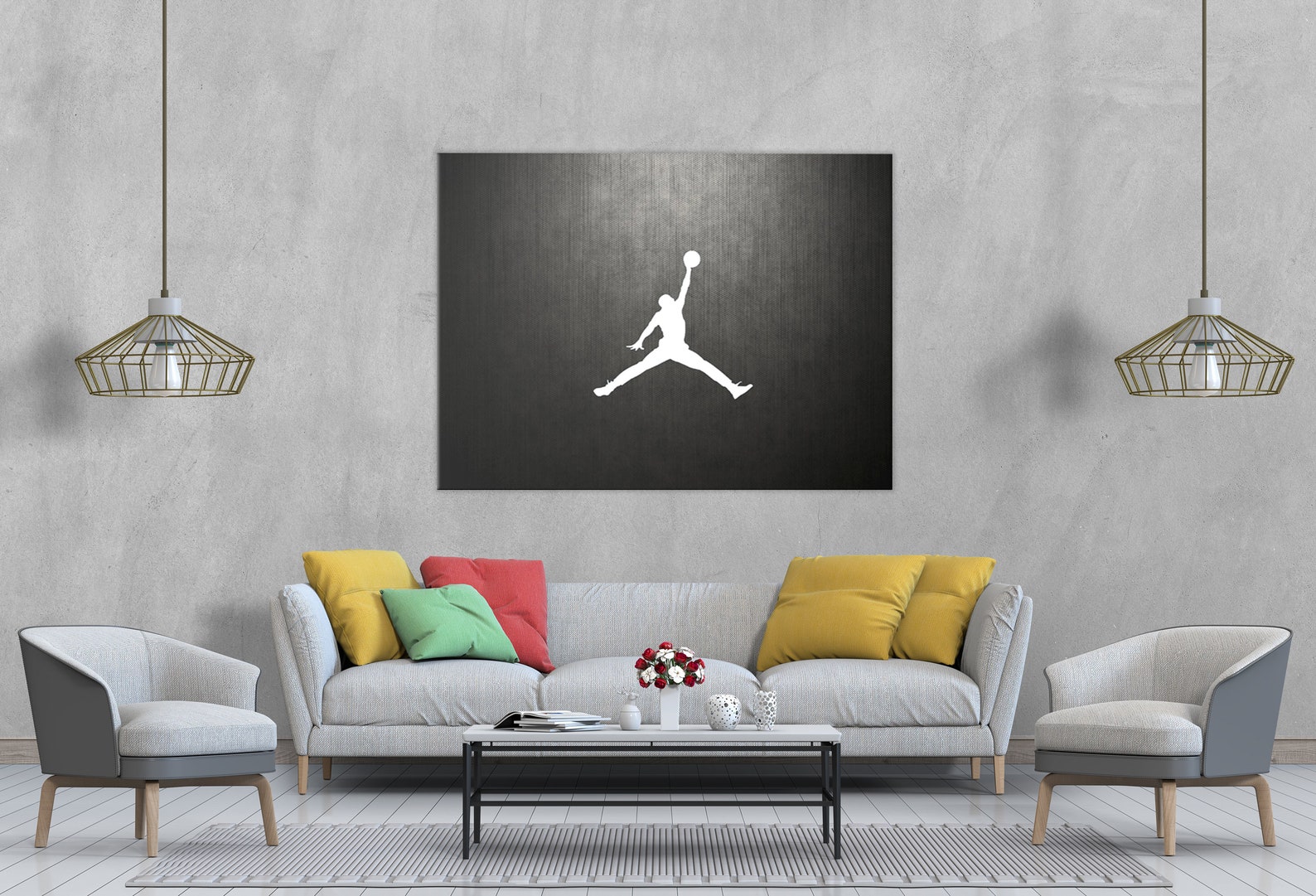 Air Jordan Logo Canvas Wall Art Framed Print Various Sizes Etsy