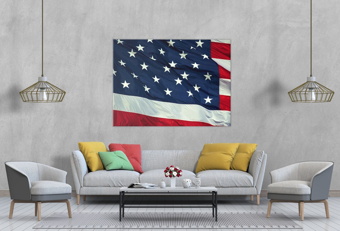 Flag of The United State Canvas Wall Art Framed Print Etsy