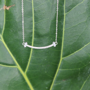 Silver CZ Curved Necklace