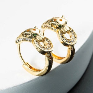Leopard CZ Hoop Earrings