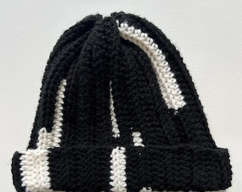 black & white beanie