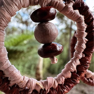Handwoven Raffia Fibre Earrings: Sustainable Botanical Jewellery With Wooden Seed Beads image 2