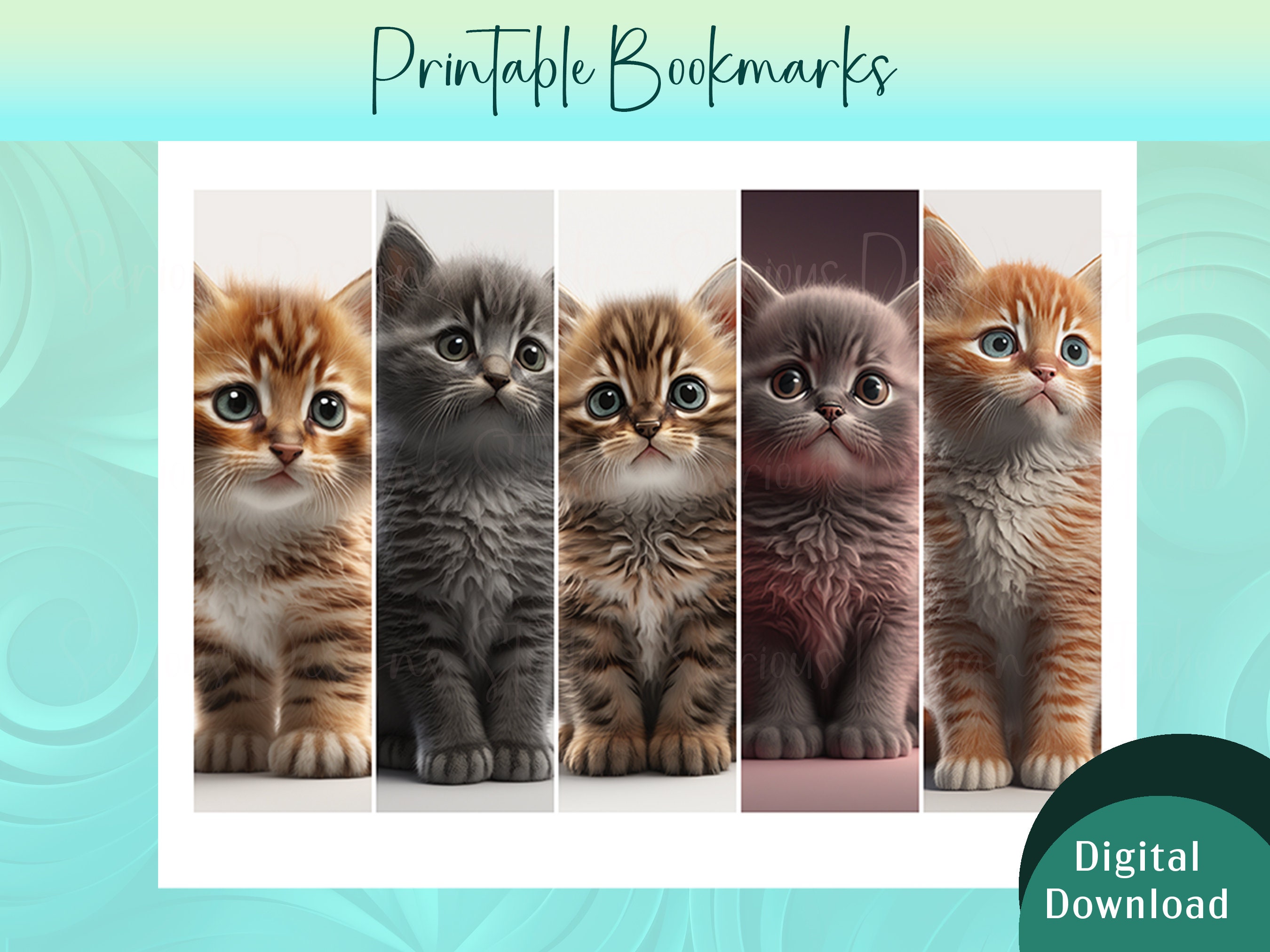 Printable Kitten Bookmarks Cat Bookmarks Cute Kitty - Etsy