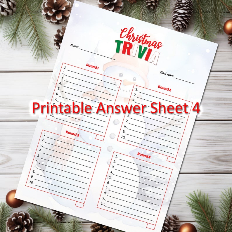 Christmas Trivia Answer Sheets Printable Trivia Sheet Set of 4 Trivia Christmas Trivia Answer Sheets Printable Trivia Sheet Set of 4 Trivia