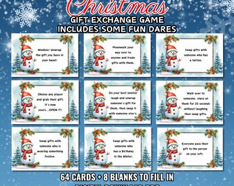 Christmas Party Game, Yankee Swap Game Cards, Printable Cards PDF, White Elephant Gift Exchange Cards, Pass the gift game, Holiday fun