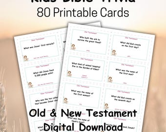 Kids Bible Trivia Cards: 80 Printable Easter Games (Digital Download)