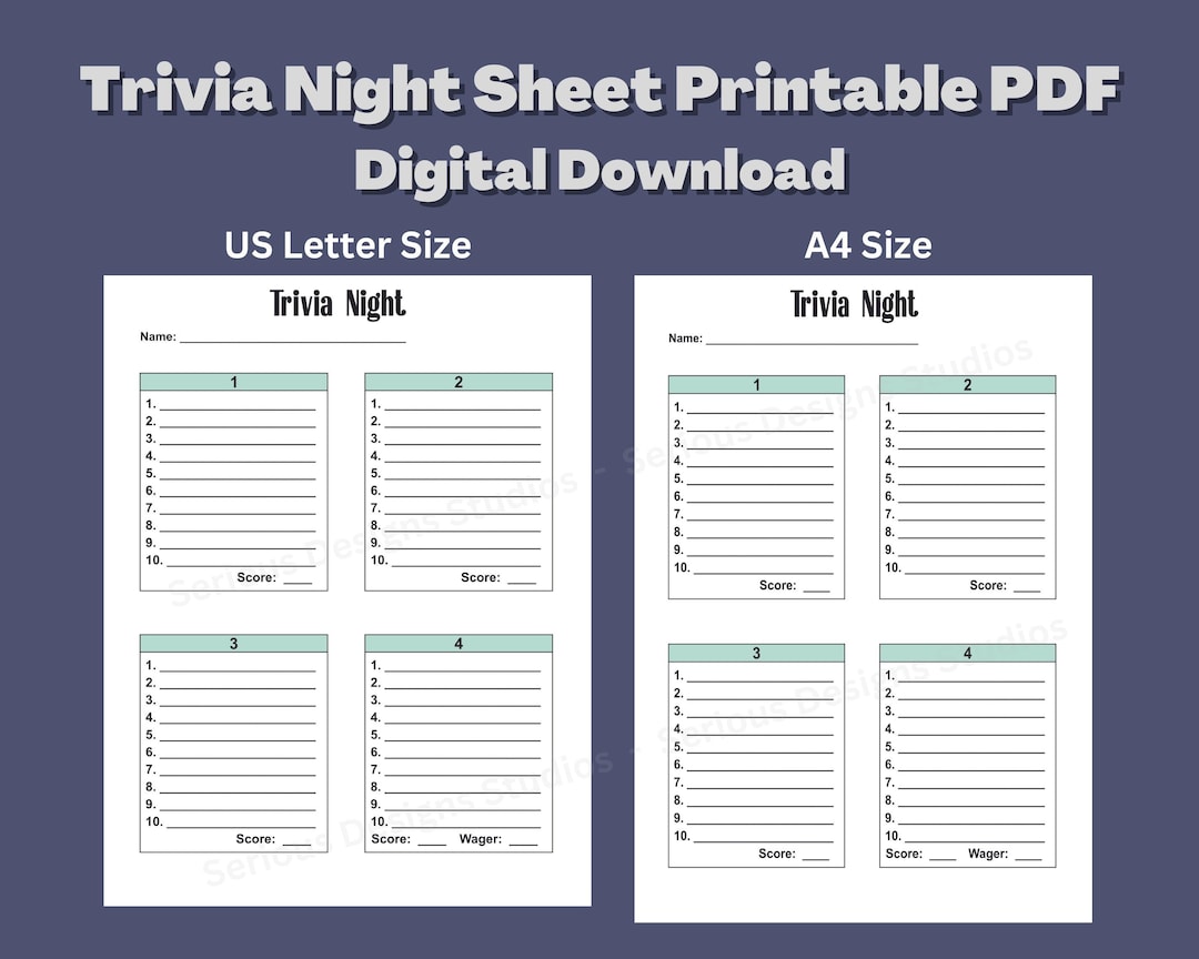 Trivia Answer Sheet Trivia Night Player Sheet Trivia Sheets Etsy Trivia Answer Sheet Trivia Night Player Sheet Trivia Sheets Etsy