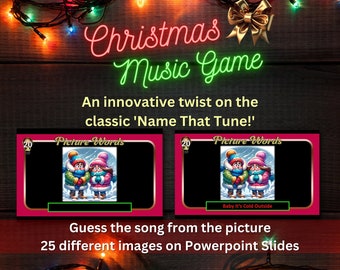 Family Christmas Game, Guess the Song Picture Game, Christmas Eve game for the family, Fun Holiday power point Game, Christmas Party Game