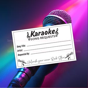 Karaoke Slips, Printable Karaoke Song Request Cards, Digital PDF for ...