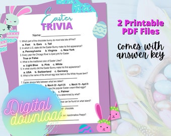 Easter Trivia Game, Printable trivia sheets for Easter, Family Trivia for Easter, Easter Party Games, Fun Easter Activities