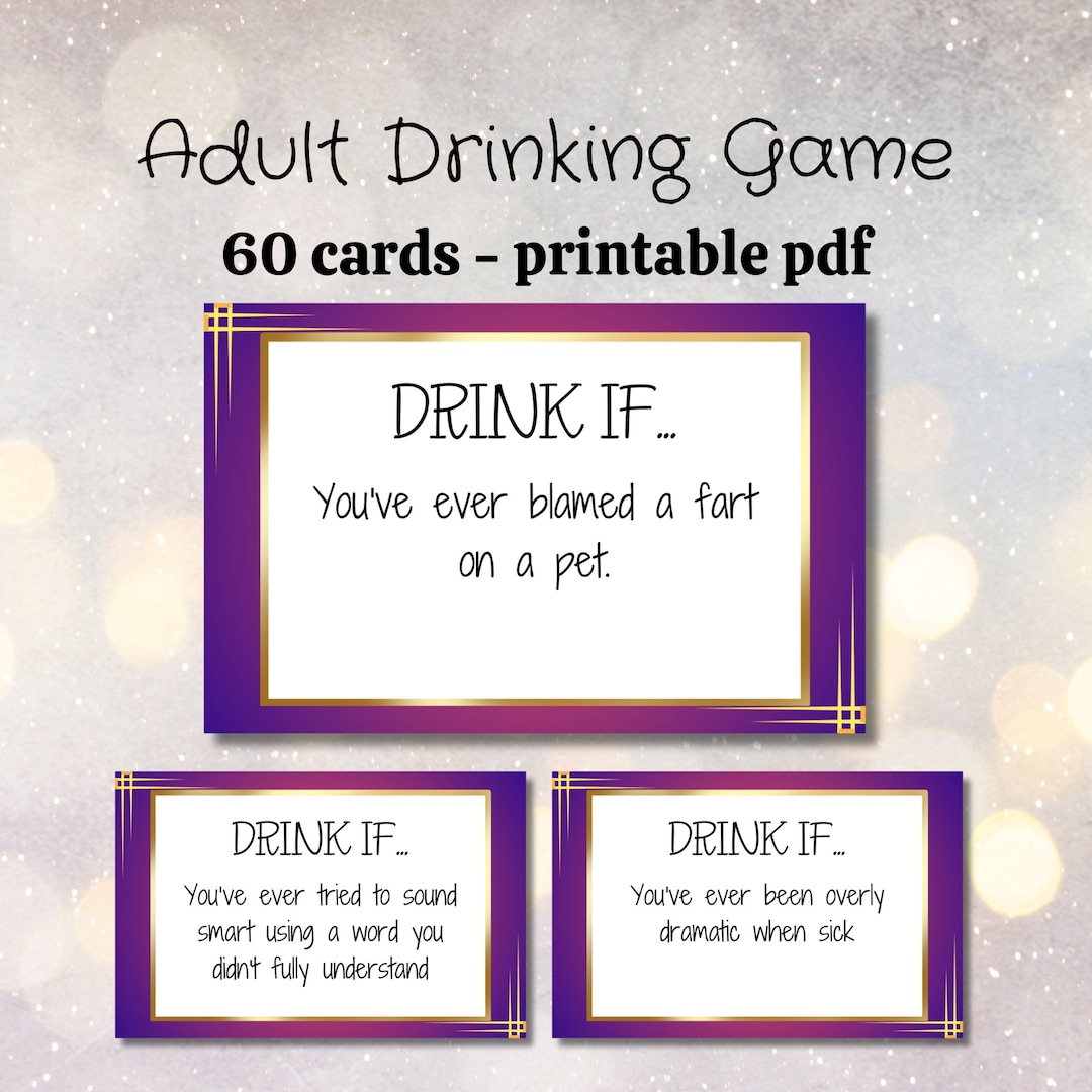 Drinking Game, 60 Printable Game Cards for Adults, Adult Game, Drinking ...