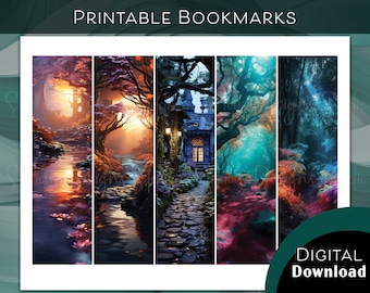Enchanted Forest Bookmarks: Moonlit Path Set (Digital Download)