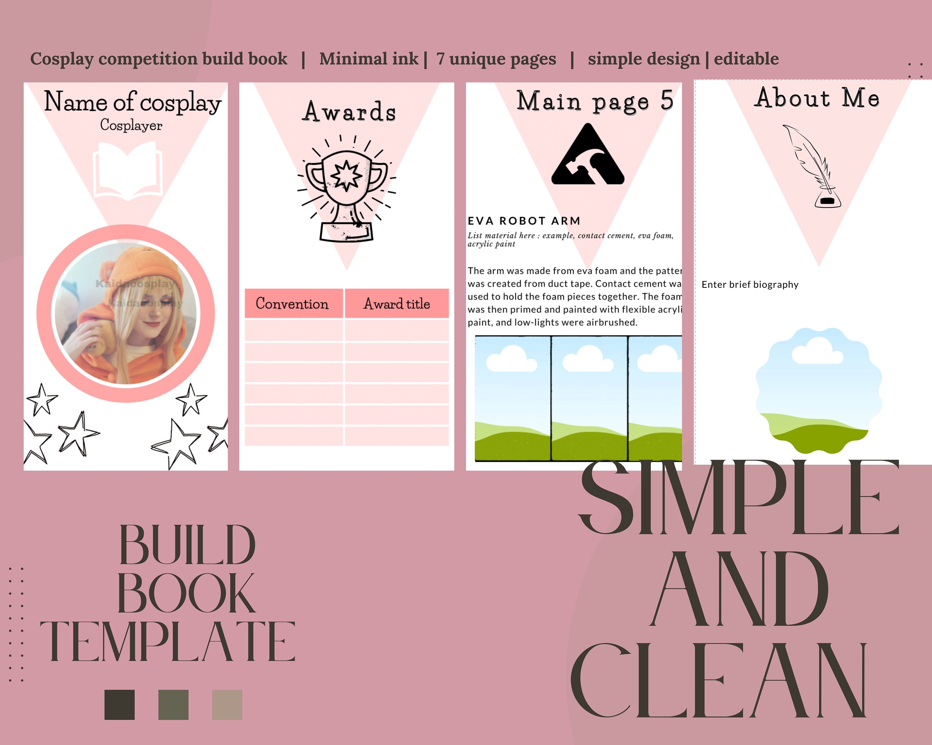 Cosplay Build Book Canva Template Simple and Clean by Etsy