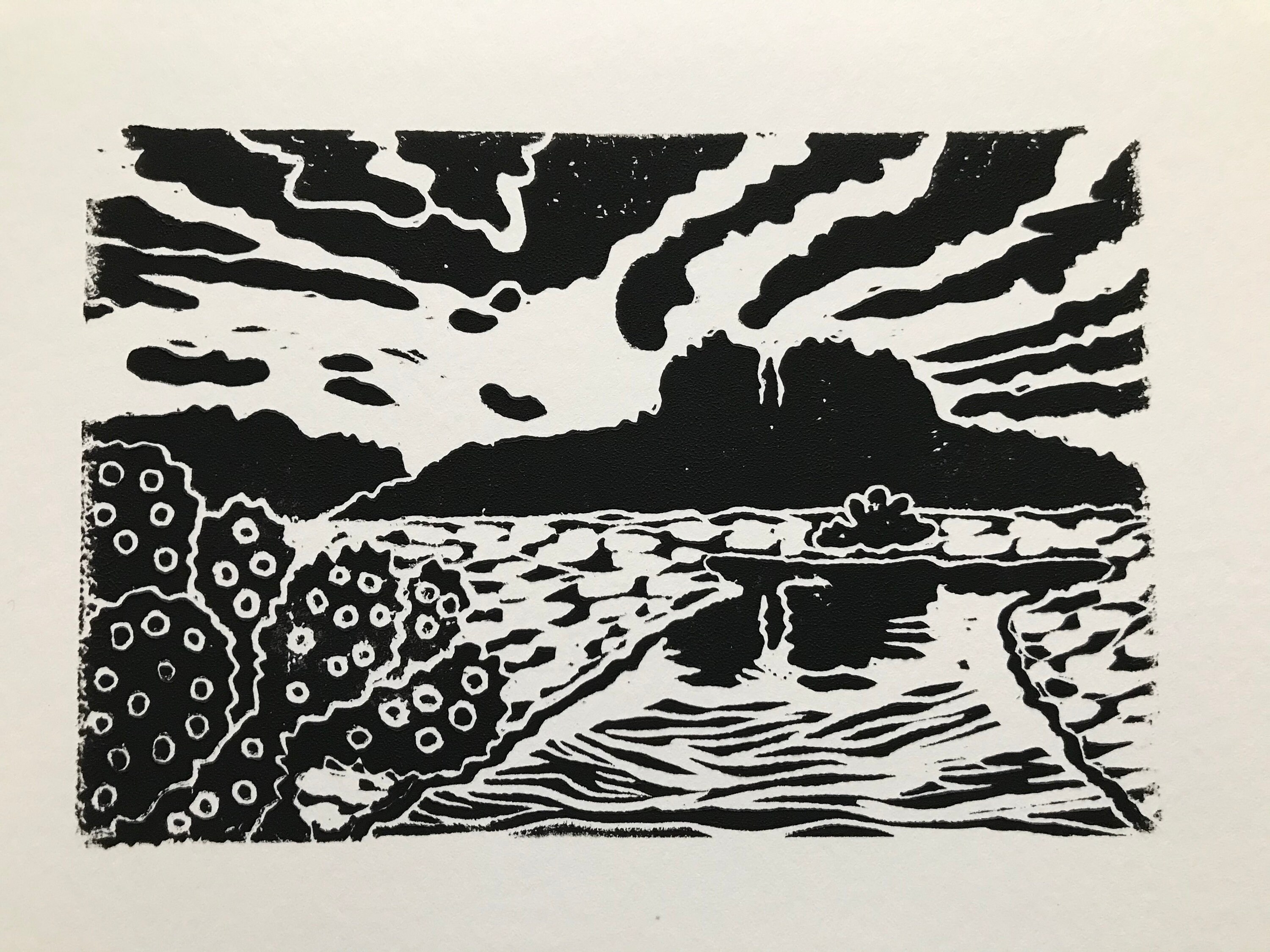 Cathedral Rock Linocut Print Etsy