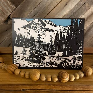 Tarjetas Summerland Hiker de 5 x 7 pulgadas (reproducción de una impresión linográfica original)