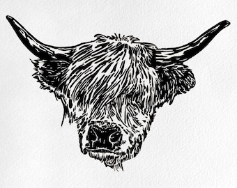 Highland Cow - Original Handprinted Linocut