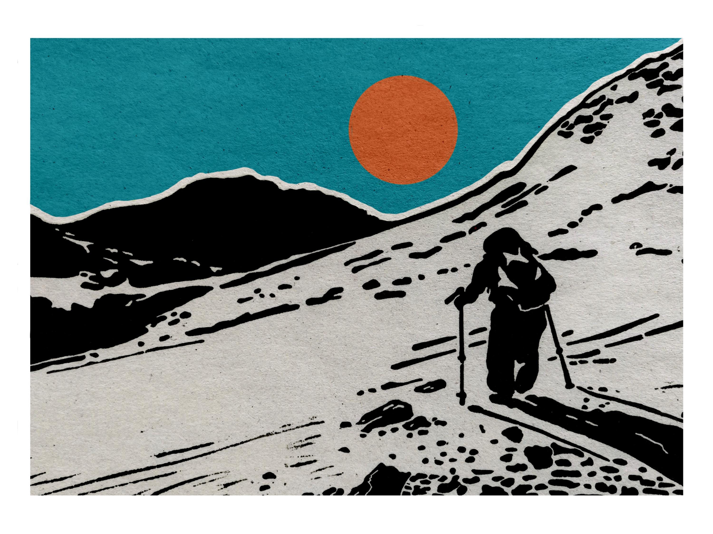 Summerland Sky Art Print - Giclee' Reproduction from an Original Black and White Linocut Print