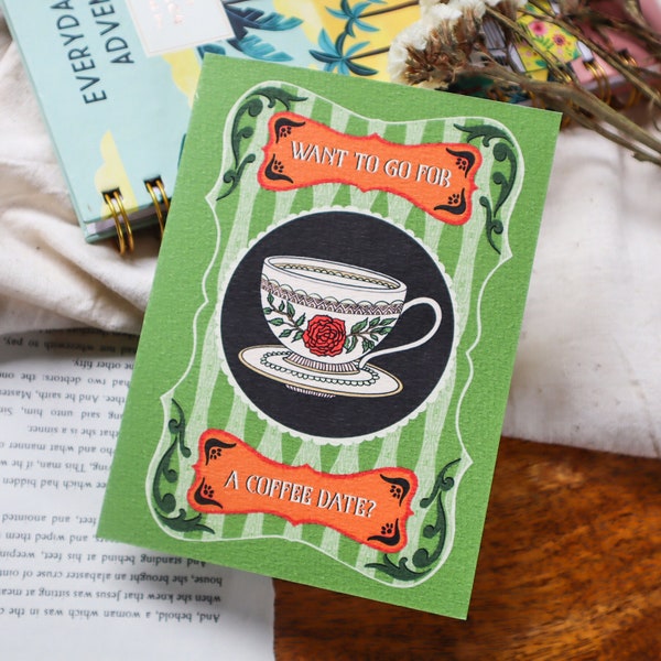 Anniversary Date Card for Her Ask Out Coffee Date Greeting Card for Romantic Surprise Date Night Charming Card